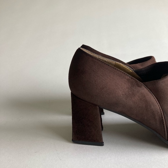 Stuart Weitzman Brown Suede Genuine Leather Square Toe Classic Heels size 7 - Picture 3 of 15